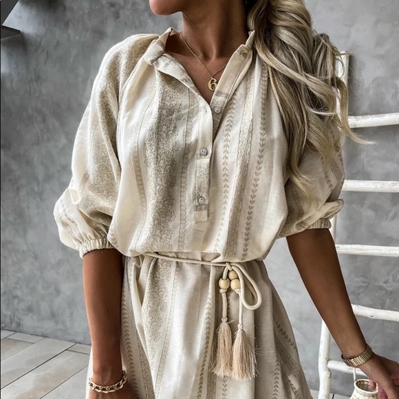 NWT Zoe Bell Boho Shirt Mini Tassel Cotton Sundress - Picture 2 of 5